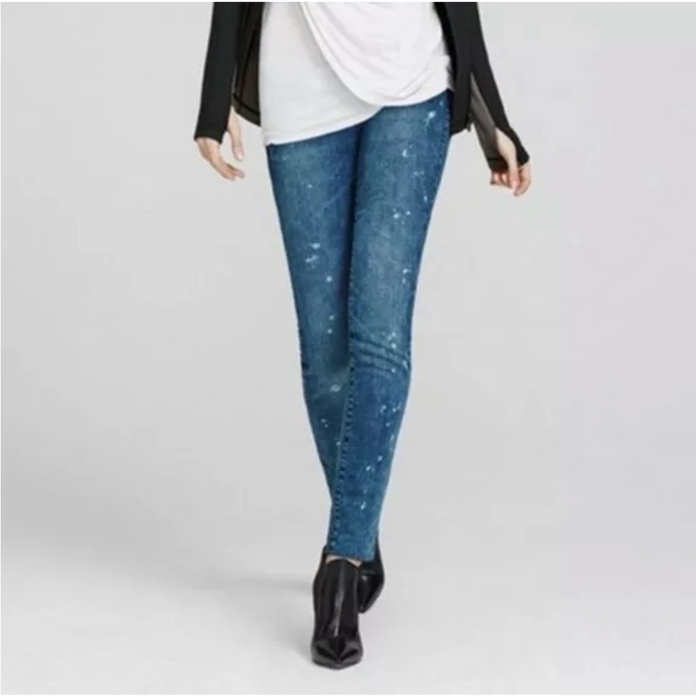 Cabi Constellation Skinny Jeans Speckled Acid Wash Denim